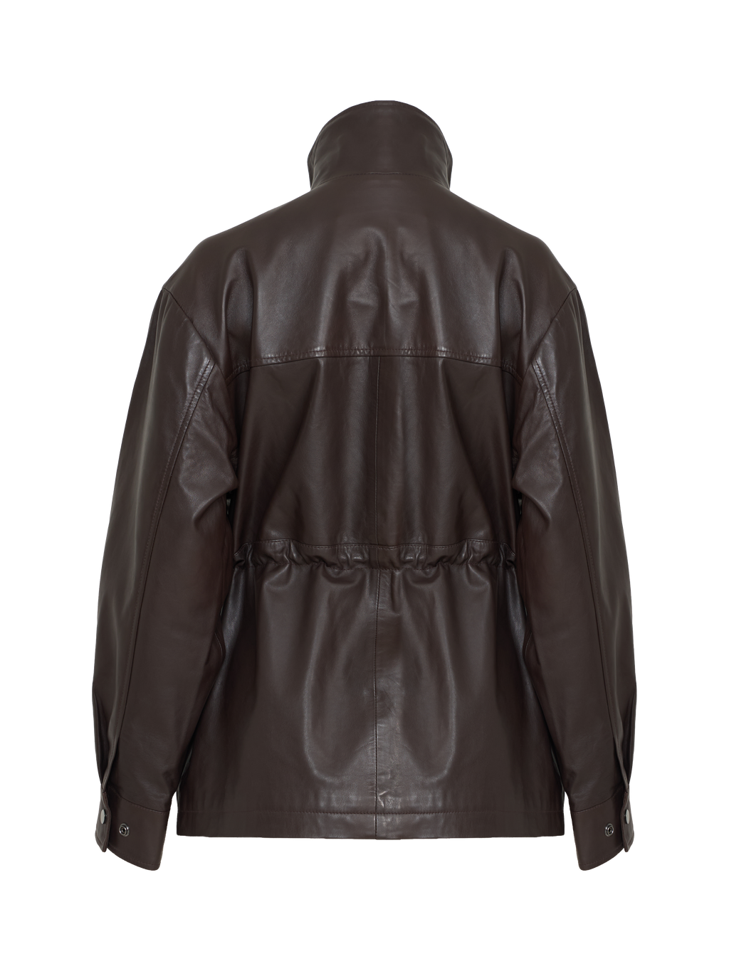 Camilla Leather Utility Jacket in Rich Dark Brown