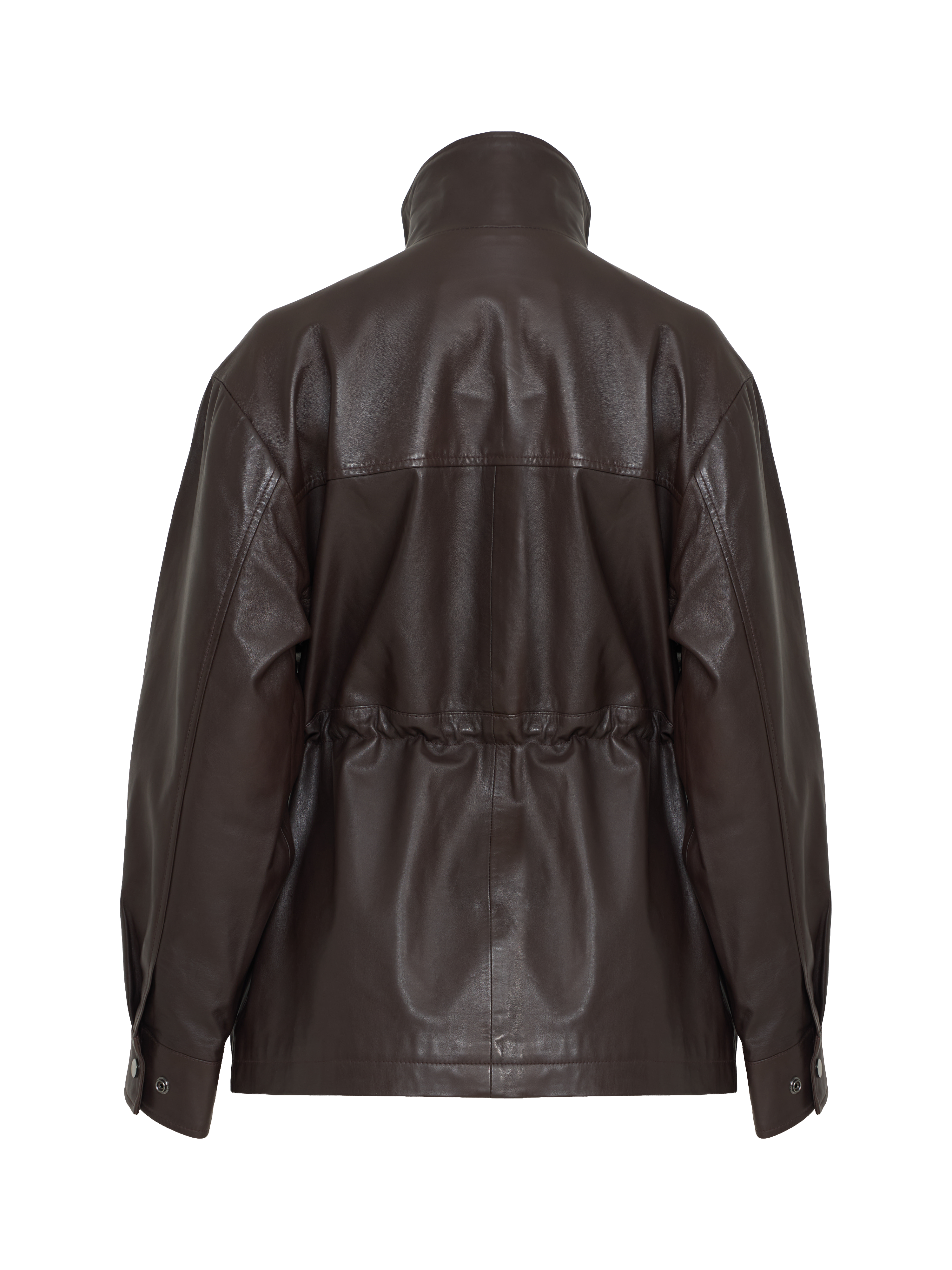 Camilla Leather Utility Jacket in Rich Dark Brown