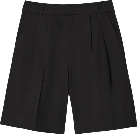 Poet Pleat Shorts in Jet Black
