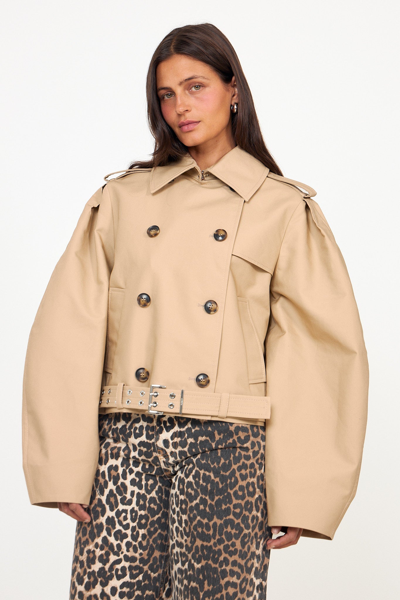 Warm Sand Double-Cotton Belted Jacket