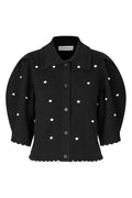 Midnight Bobble-Knit Polo Cardigan