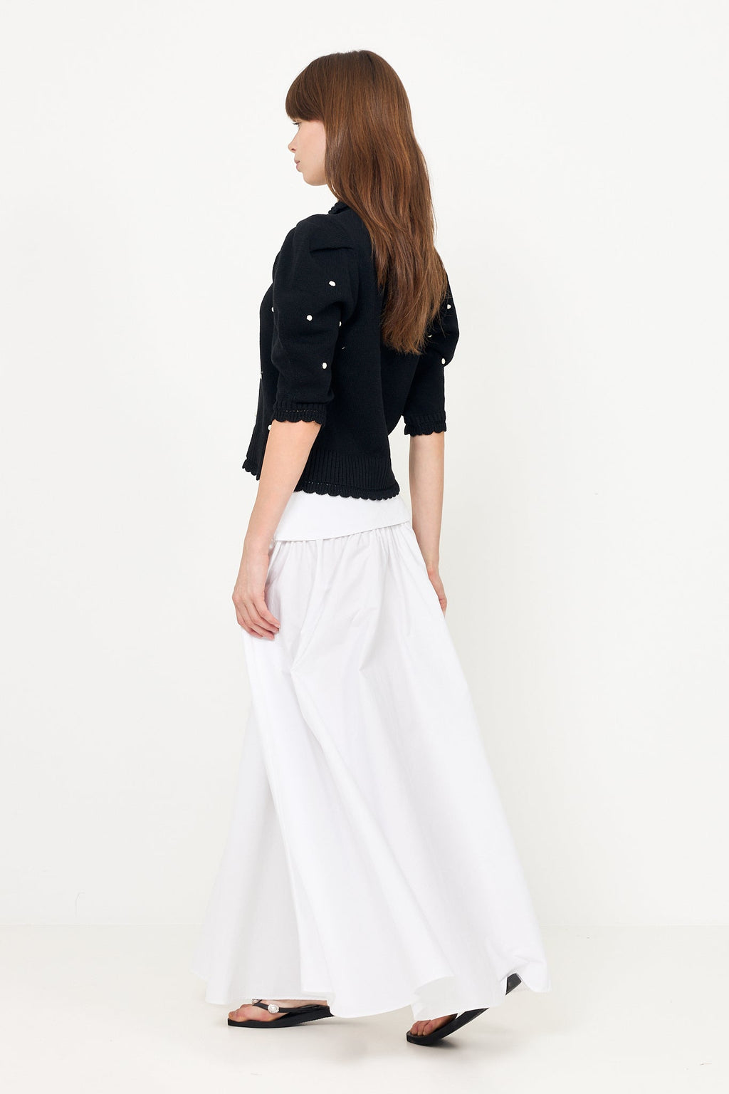 Midnight Bobble-Knit Polo Cardigan
