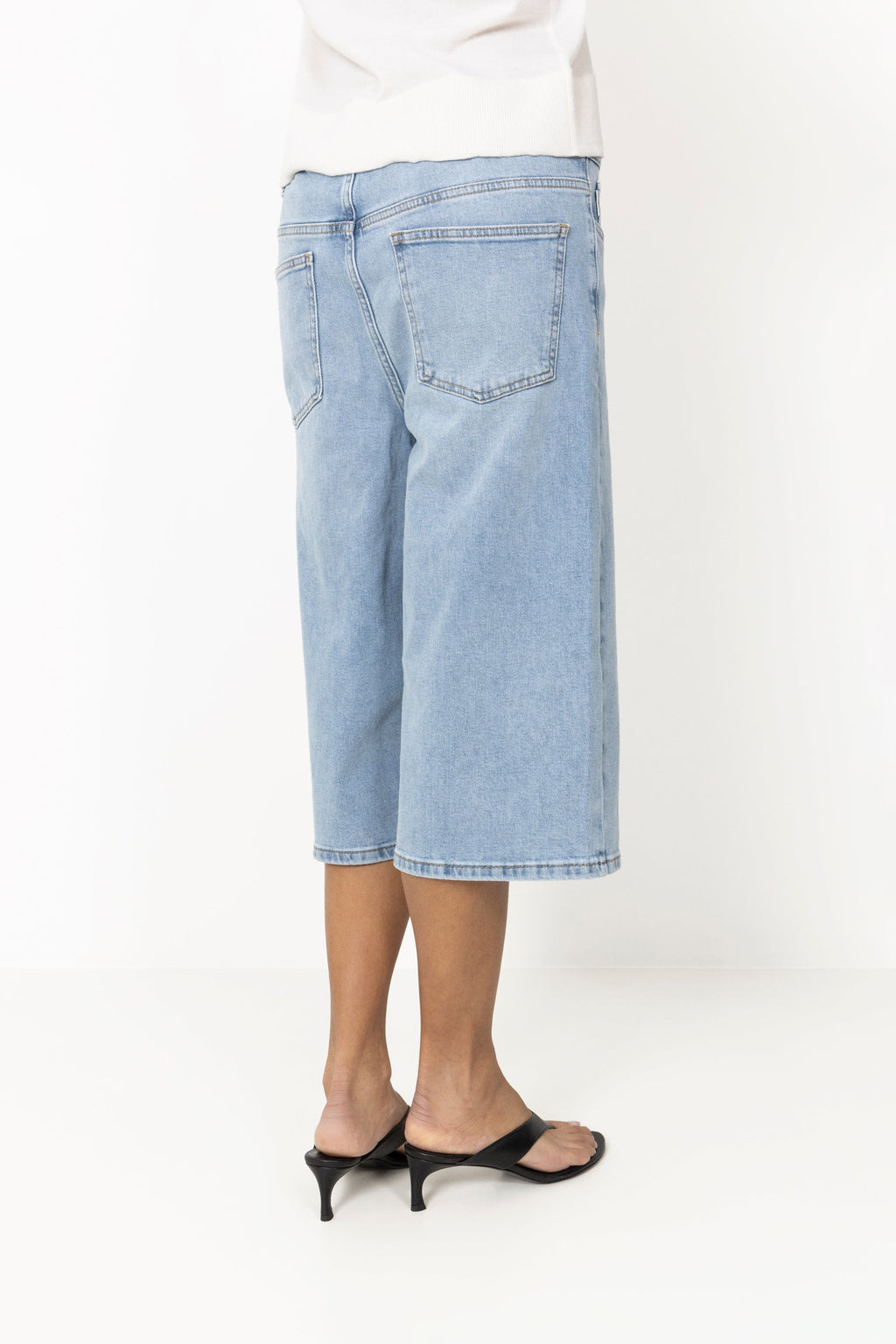 Vito Long Denim Shorts - Bleach Blue Wash