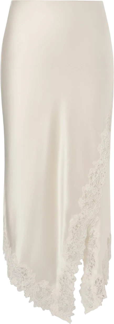 Heylin Pearl Asymmetric Lace Hem Midi Skirt