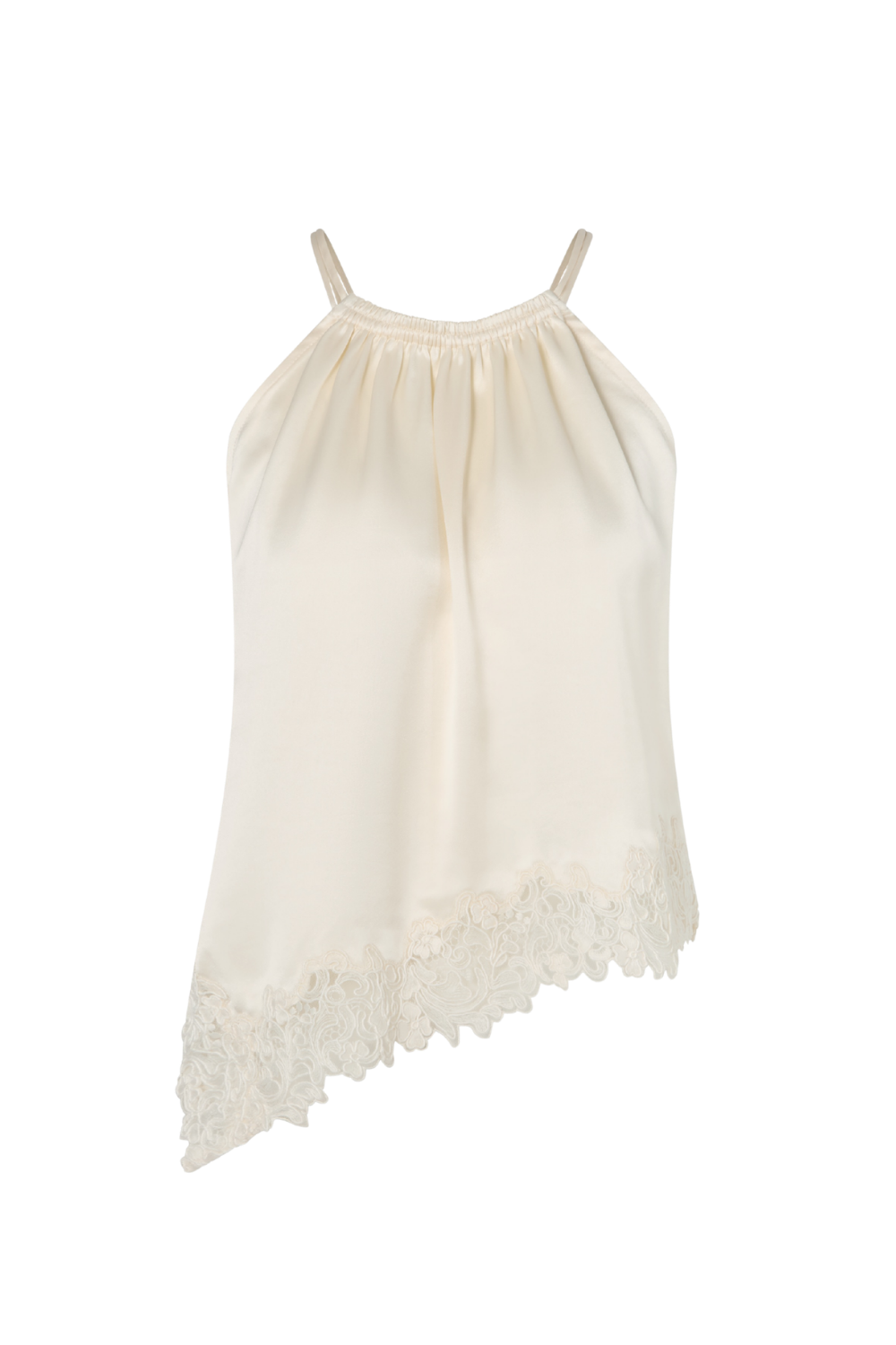 Madina Pearl Asymmetric Lace-Hem Top