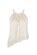 Madina Pearl Asymmetric Lace-Hem Top